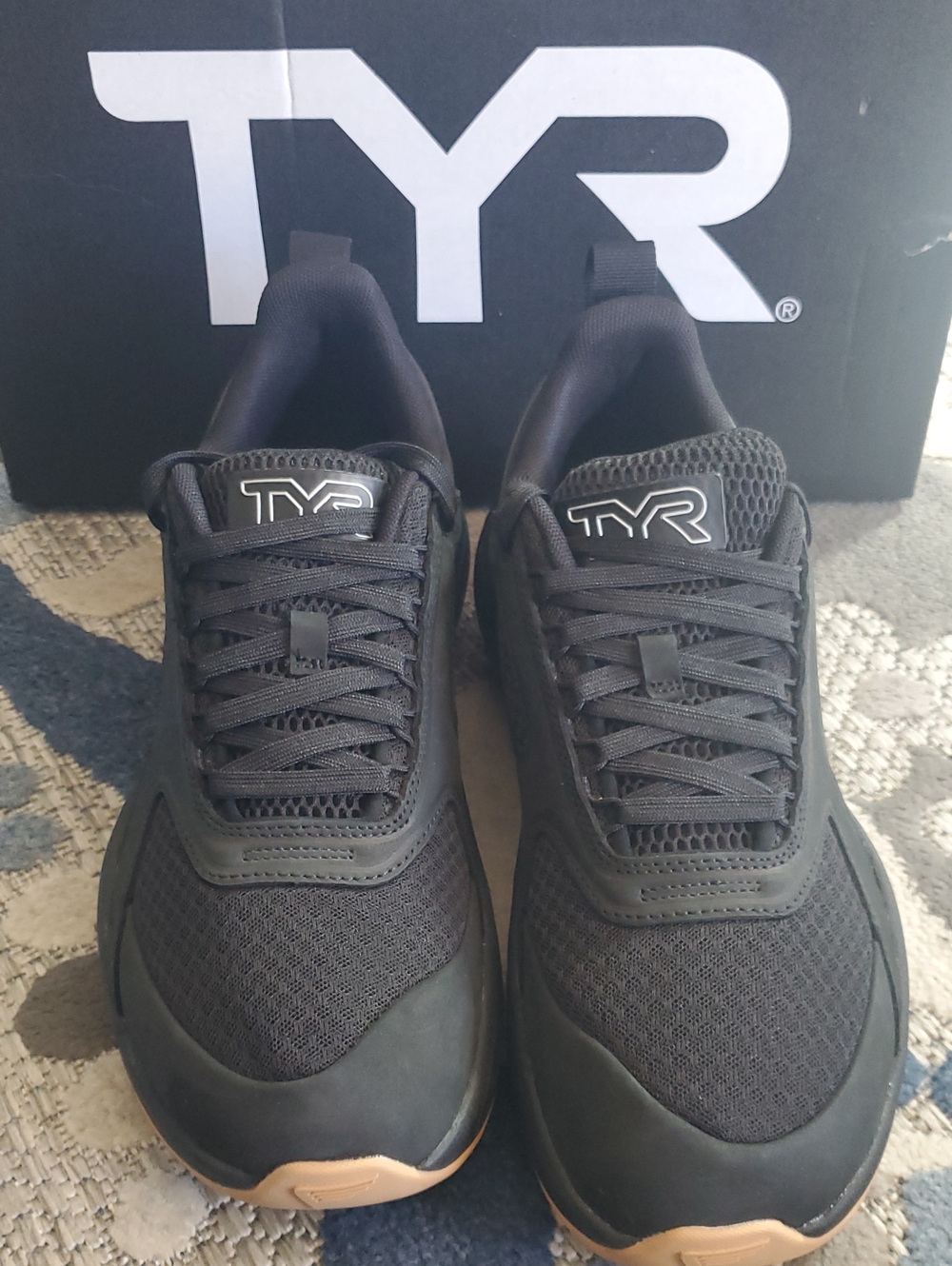 TYR Men's Black Sneakers with Tan Accents